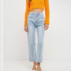 NEW Grey Lab Turn Over Light Wash Preppy Hippie Coastal Minimalist Jeans 30